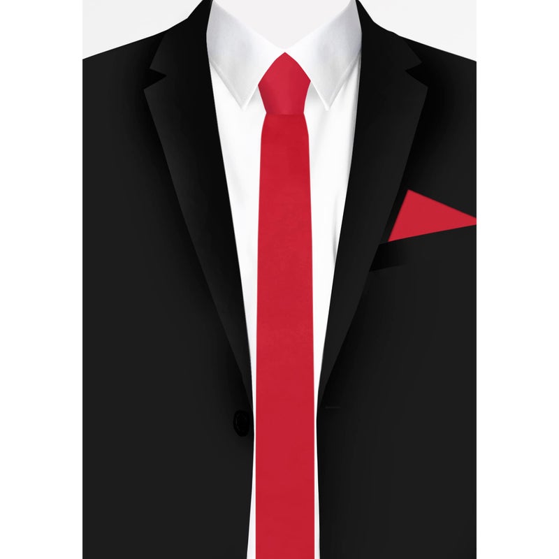 Jacob Alexander Men's Skinny Width 2" Solid Color Tie - Red - Image 3